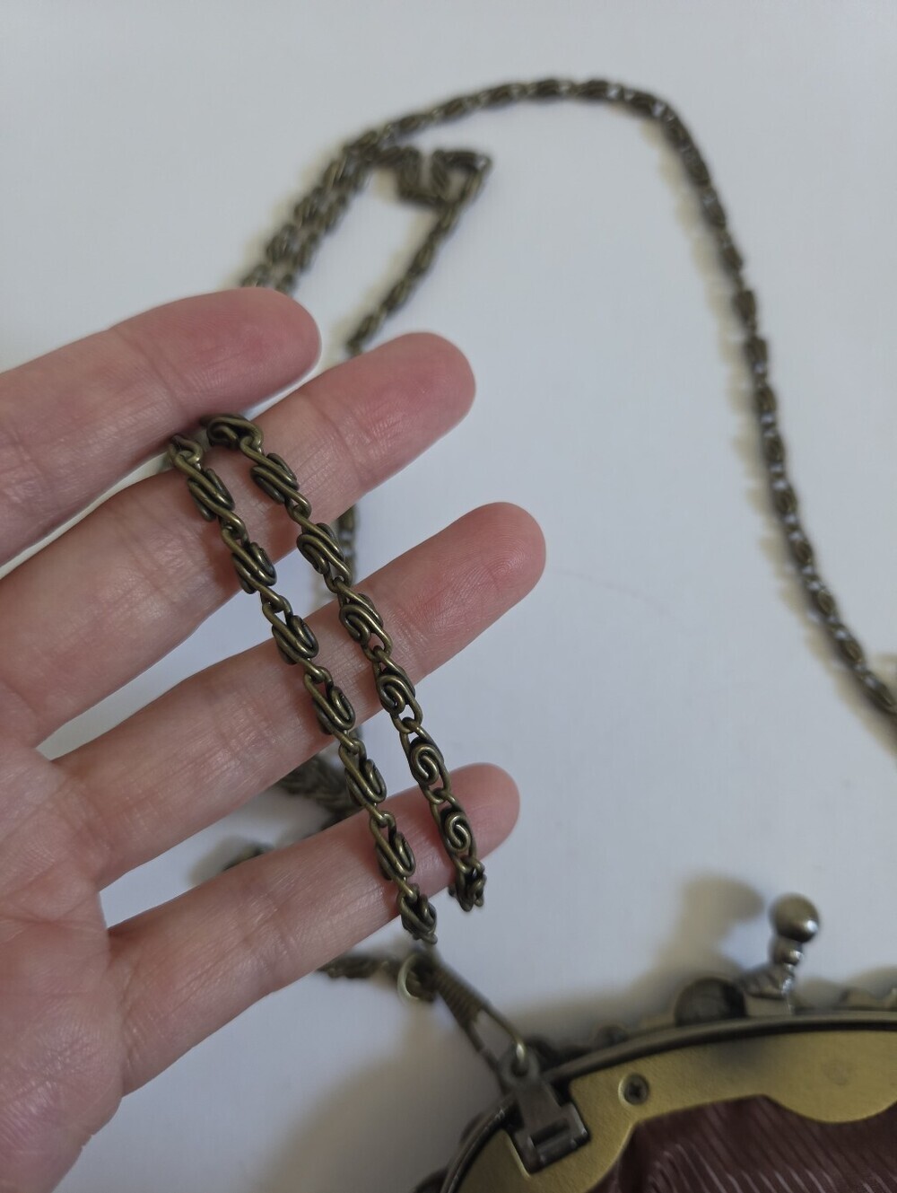 Vintage inspired victorian era evening purse beading metal chain Like New! - Picture 5 of 8